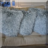 D70. 3 Aqua shag pillows. 16”x16” - $14 each 